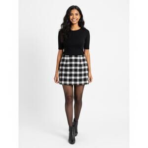 Chic Black and White Plaid Mini Skirt for Women